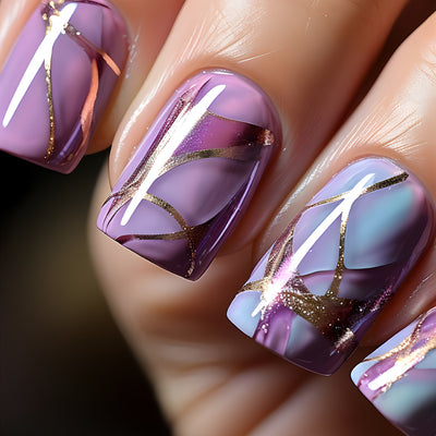 Pegatinas de Uñas Rayas Púrpura Estilo Europeo y Americano