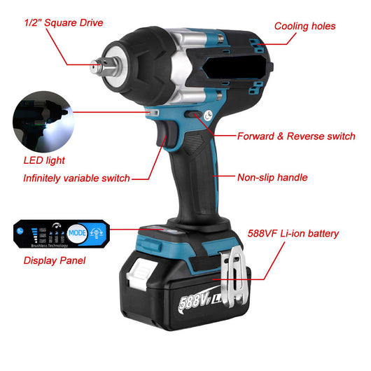 Llave de Impacto Inalámbrica Brushless con Batería de Litio de Larga Duración - Image 21