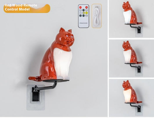 Lámpara de Pared Gato USB con Luz Nocturna y Carga Inalámbrica - Image 5
