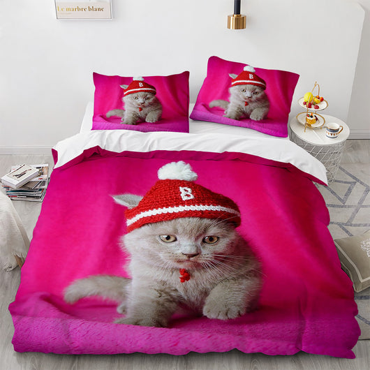 Juego de Cama Blanco con Diseño de Gato Adorable para Dormitorio de Chicas - Image 18