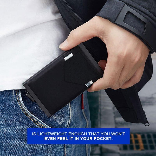 Billetera Antirrobo de Metal Cepillado Ultra Delgada para Hombre