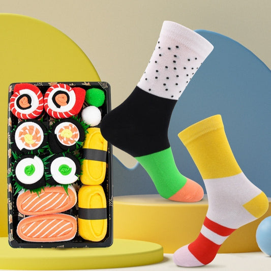 Calcetines Navideños de Algodón Peinado Diseño Sushi Hasta la Pantorrilla