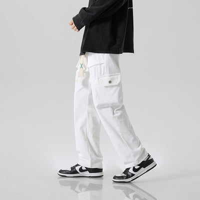 Pantalón Cargo Corduroy Holgado Multibolsillos de Corte Recto - Image 3