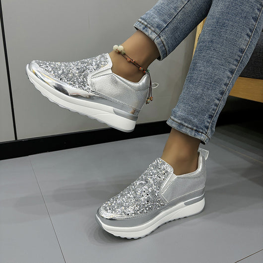 Zapatillas Casual para Mujer con Lentejuelas y Suela Gruesa Acolchada - Image 2