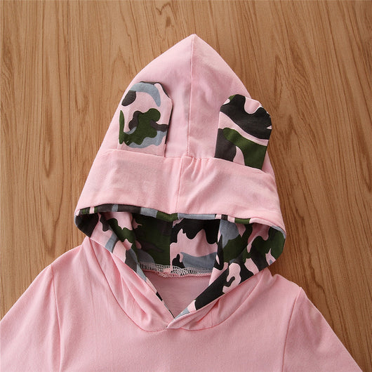 Conjunto de Sudadera con Capucha y Pantalón Camuflado para Niña - Estilo Primavera Otoño - Image 8