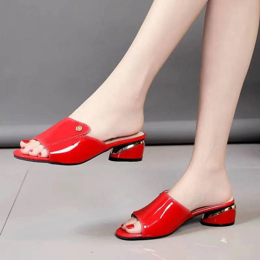 Sandalias de Piel Cómoda con Tacón Medio Dorado - Pantuflas Elegantes Tipo Pez - Image 14