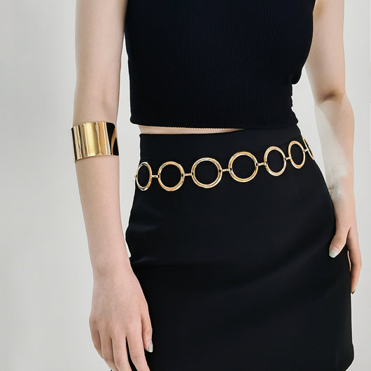 Cinturón de Cadena Metálica Hueca para Mujer - Accesorio Decorativo Elegante