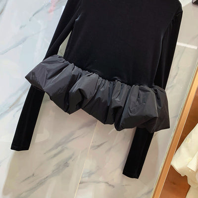 Playera Retro de Terciopelo con Hombreras y Cuello Burbuja para Mujer - Image 10