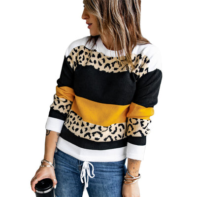 Suéter Mujer Otoño Invierno Rayas Contraste Cuello Redondo - Image 17