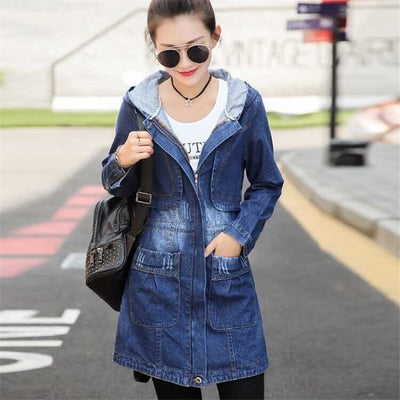 Chaqueta Denim Hoodie de Manga Larga para Mujer - Image 3