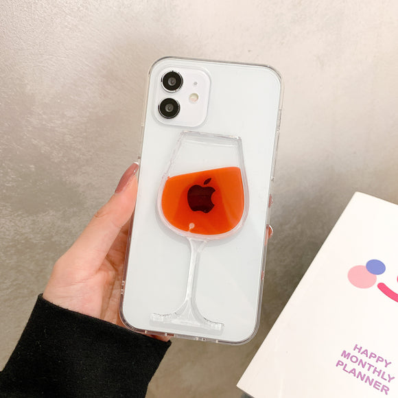 Funda para iPhone con Diseño de Labios 3D en Vidrio Líquido Rojo