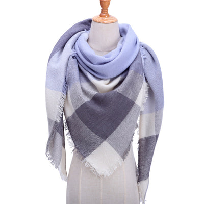 Bufanda de Cashmira Artificial Otoño Invierno Triangular Pareja Cuadros Cálida - Image 45