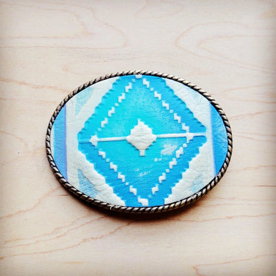 **Fivela de cinto Navajo de couro com borda de corda pastel 907h