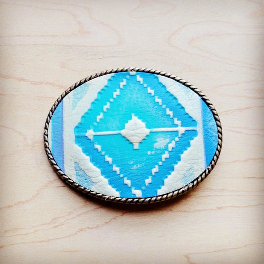 **Fivela de cinto Navajo de couro com borda de corda pastel 907h