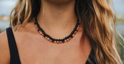 Âmbar do Báltico com mel cru: Quartzo Fumê + Rodonita || Tornozeleira ou pulseira