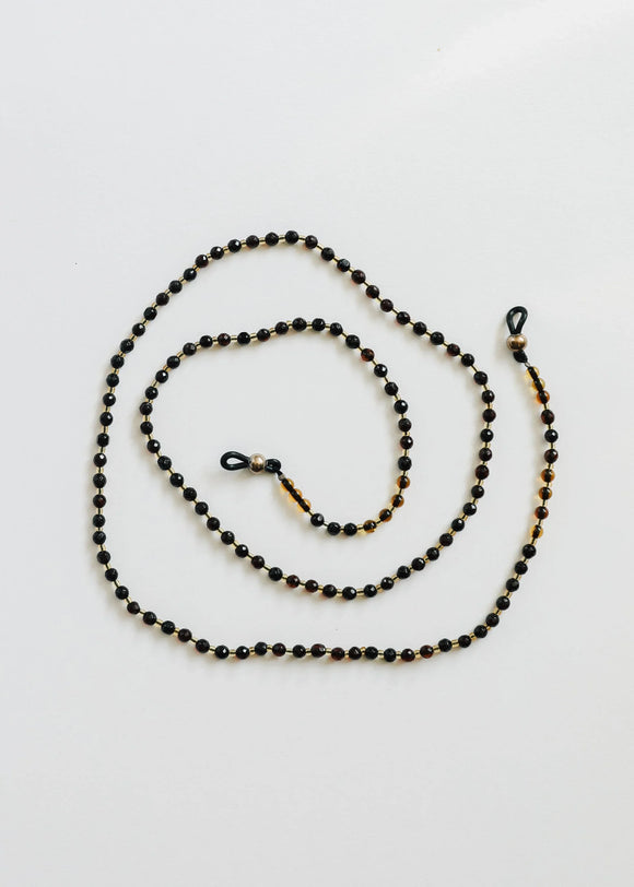 Baltic Sea Amber + Gemstone || Beaded Eyeglass Necklace - Natural Black