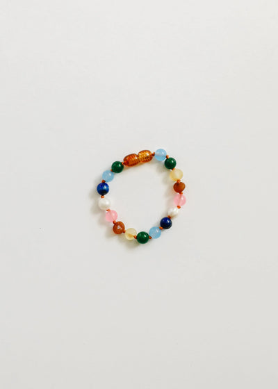 Raw Baltic Amber and Pearl Bracelet + Sweet Pink Gemstones