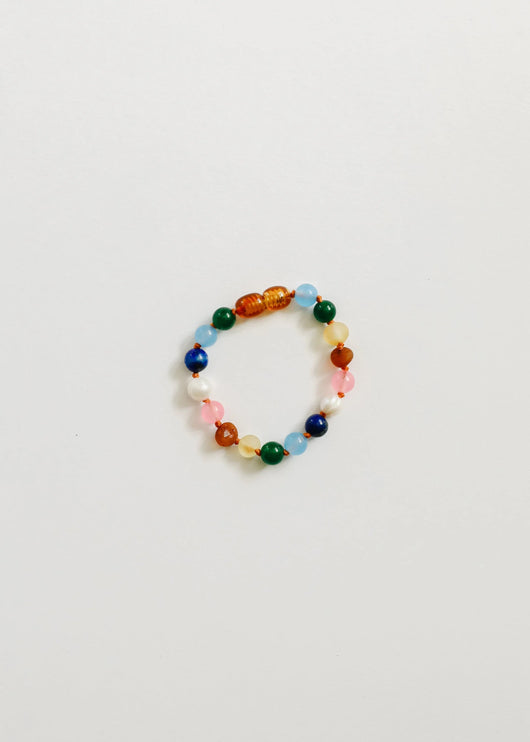 Raw Baltic Amber and Pearl Bracelet + Sweet Pink Gemstones