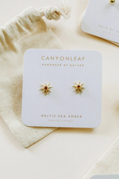 18K Gold Vermeil + Baltic Sea Amber || Sunshine Earrings