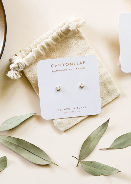 18K Gold Vermeil + Mother of Pearl Gemstone || Everyday Earrings