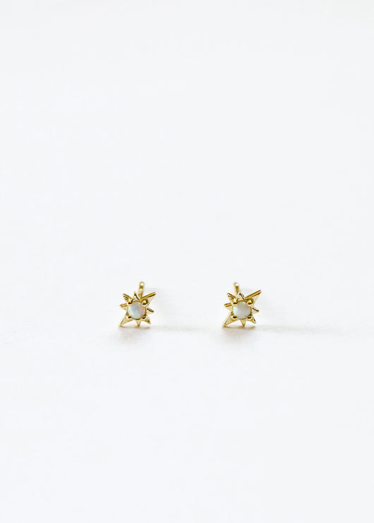 18K Gold Vermeil + Mother of Pearl Gemstone || Everyday Earrings