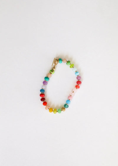 Natural Gemstone Bracelet + 14k Gold Filled Toggle : Skyline