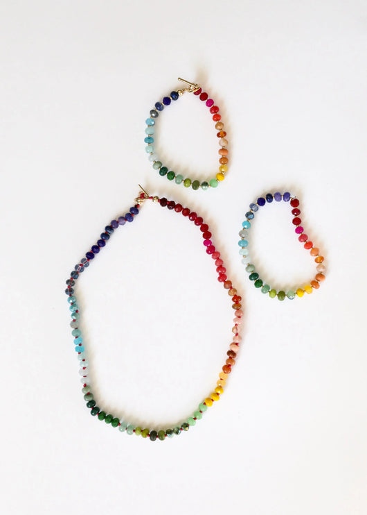 Colar de pedras preciosas naturais + fecho alternativo banhado a ouro 14K: Key West