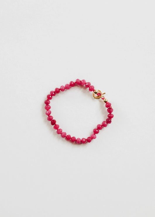 Pink Jade + 14k Gold Filled Toggle || Gemstone Bracelet or Anklet