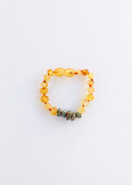 Âmbar Báltico Bruto + Jaspe Turquesa Bruto || Tornozeleira ou Pulseira