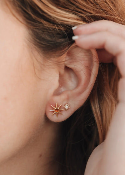 18K Gold Vermeil + Mother of Pearl Gemstone || Everyday Earrings