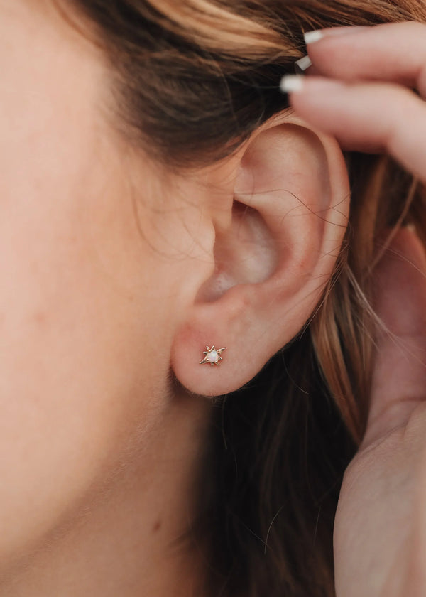 18K Gold Vermeil + Mother of Pearl Gemstone || Everyday Earrings