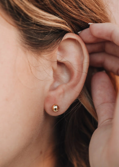 Brincos de Bola em Vermeil de Ouro 18K || 6mm || Dia a Dia + Brinco Simples
