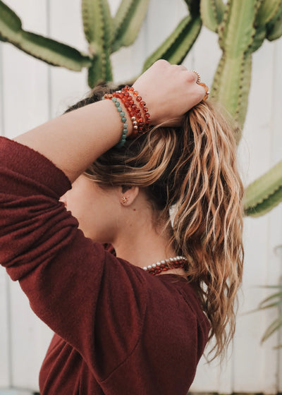 Jaspe Turquesa : Sol + Lua em Ouro 14k || Pulseiras Adulto