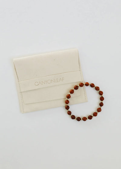 Red Jasper: 14k Gold Filled Sun + Moon || Stretch Bracelets