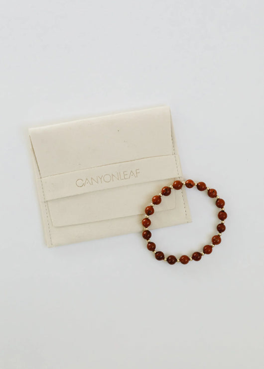 Red Jasper: 14k Gold Filled Sun + Moon || Stretch Bracelets