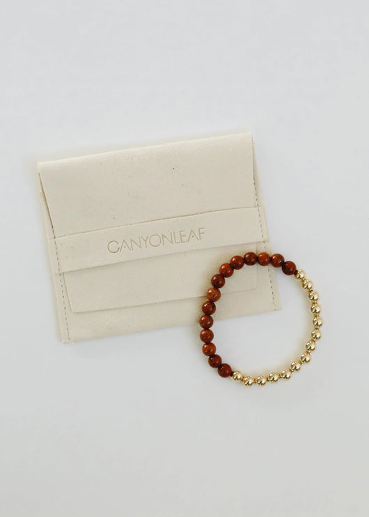 Red Jasper: 14k Gold Filled Sun + Moon || Stretch Bracelets