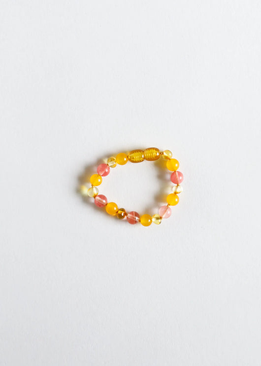 Polished Honey Baltic Amber + Honeysuckle Gemstones || Anklet or Bracelet