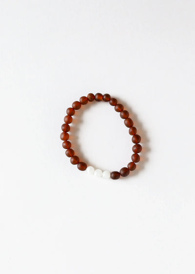 Raw Cognac Baltic Amber + Moonstone || Adult Bracelet