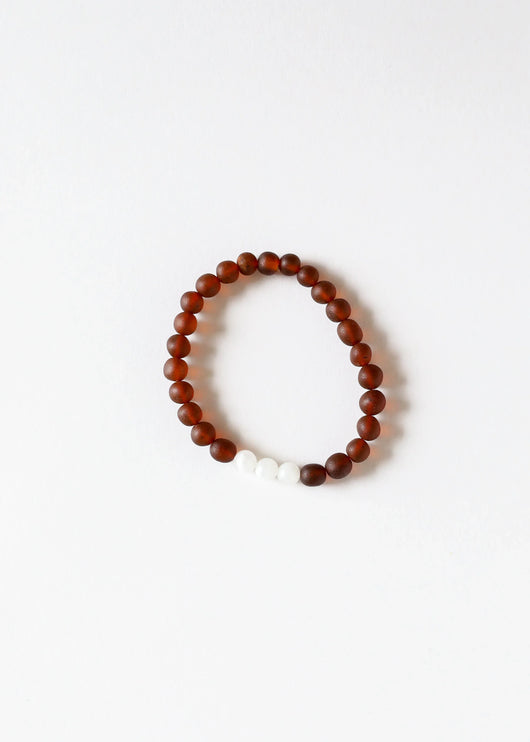 Raw Cognac Baltic Amber + Moonstone || Adult Bracelet