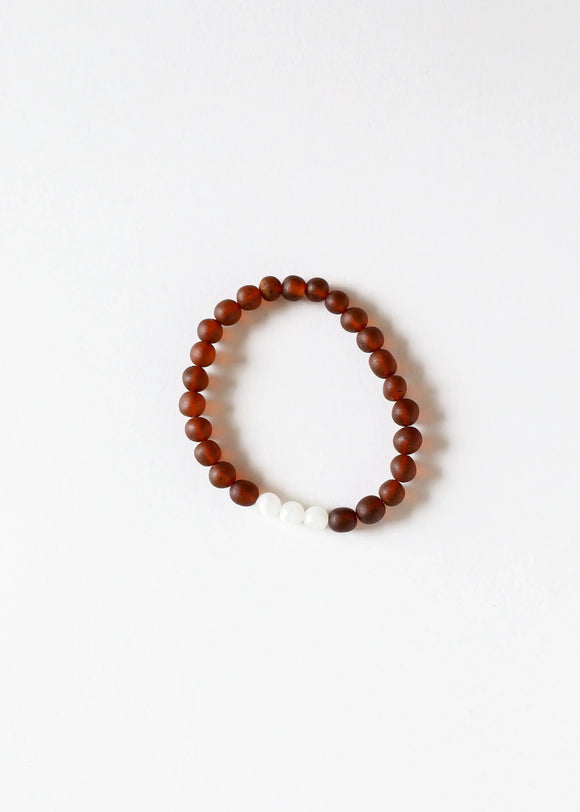 Raw Cognac Baltic Amber + Moonstone || Adult Bracelet