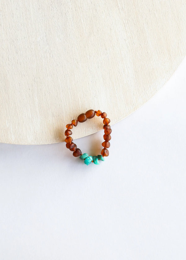 Raw Cognac Baltic Amber + Raw Amazonite || Anklet or Bracelet