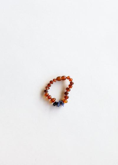 Âmbar Báltico Cognac Bruto + Lápis Lazúli Bruto || Tornozeleira ou Pulseira