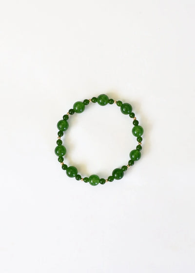 Green Jade + 14k Gold Filled || Stretch Bracelet