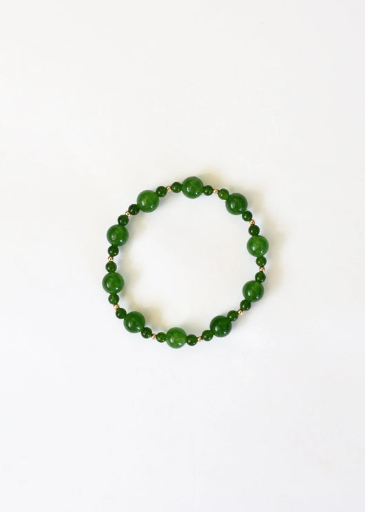 Green Jade + 14k Gold Filled || Stretch Bracelet