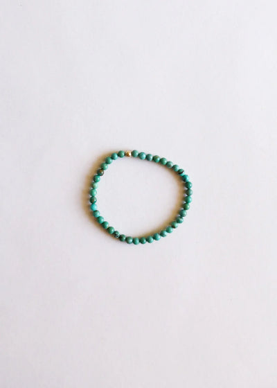 Natural Turquoise + 14K Gold Filled || Beaded Stretch Bracelet