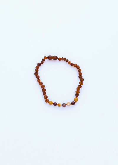 Raw Cognac Baltic Amber + Mookaite Jasper || Anklet or Bracelet