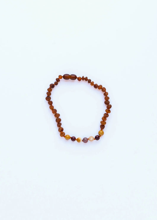 Raw Cognac Baltic Amber + Mookaite Jasper || Anklet or Bracelet