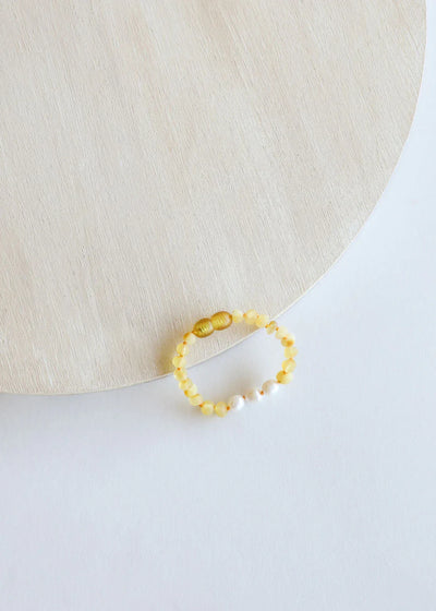 Raw Honey Baltic Amber + Pearls || Anklet or Bracelet