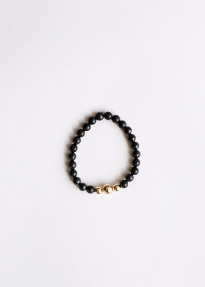 Trio de Pulseiras Elásticas Adulto de Shungita Pura + Ouro 14K