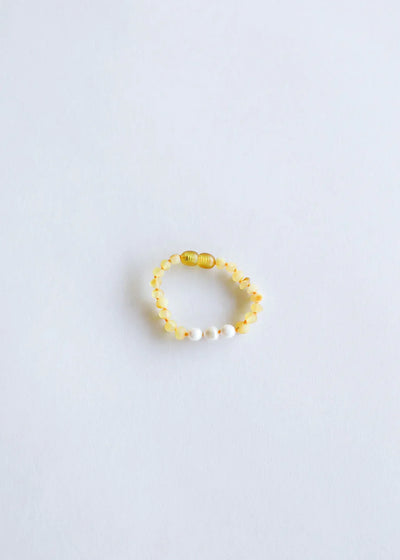 Raw Honey Baltic Amber + Pearls || Anklet or Bracelet